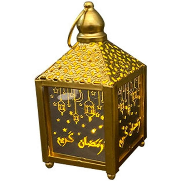Ramadan Mubarak Decorative Lantern - LED Iron Ramadan Lantern Hanging Lamp Night Lights Ornaments Ramadan Eid Islam Decorations for Home Eid Festival Ramadan Party Supplies