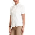 thumbnail image 4 of Unique Bargains Women's Button Down Shirt Collared Contrast Trim Puff Sleeve Blouse L White, 4 of 6