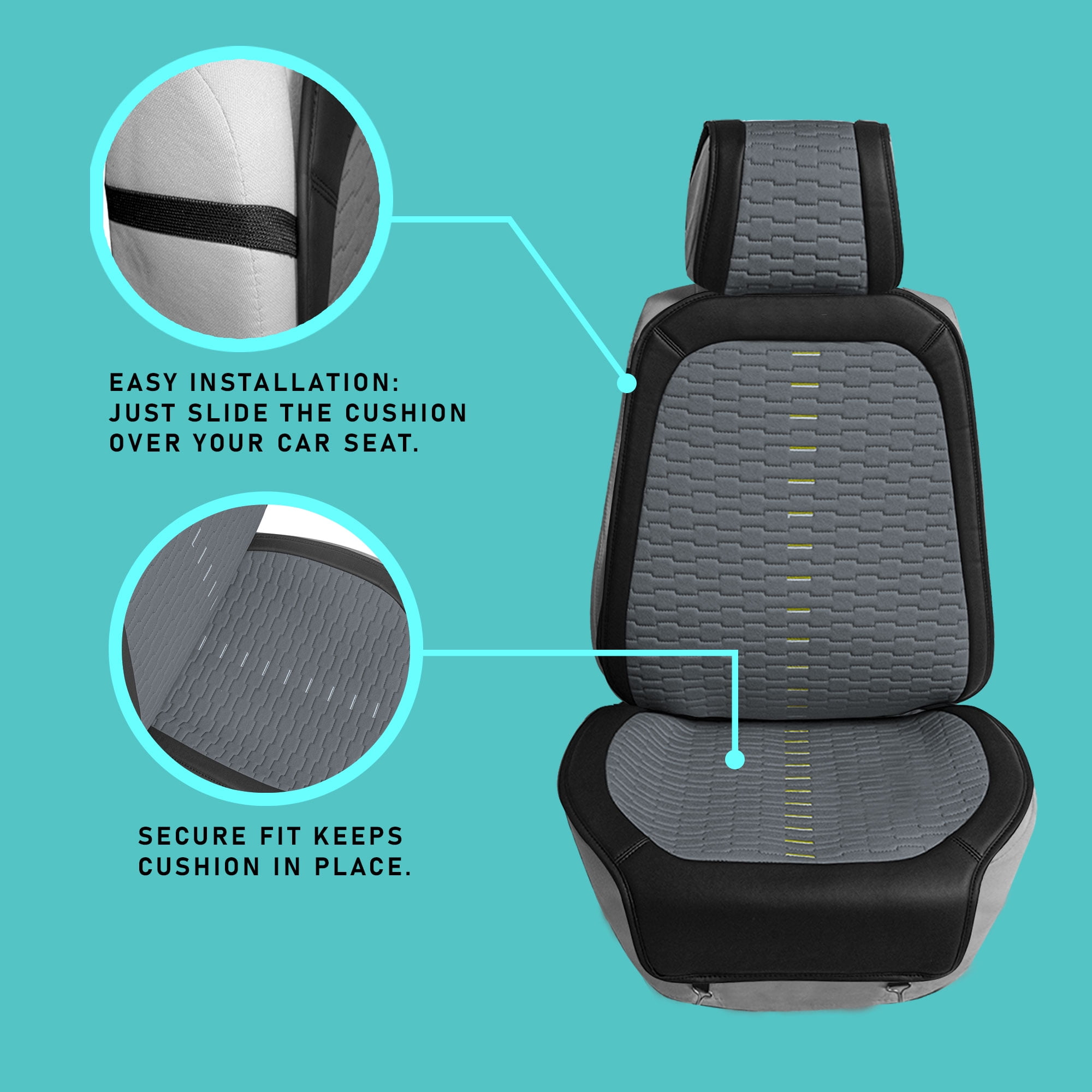 FH Group Ergonomic Cooling Gel Car Seat Cushion, Universal Green