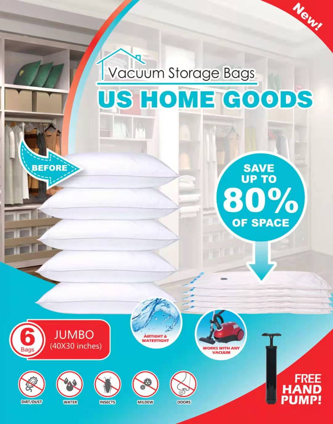 Details about   Strong Vacuum Storage Space Saving Bags Vac Bag Space Saver Vaccum Vacum Bag 