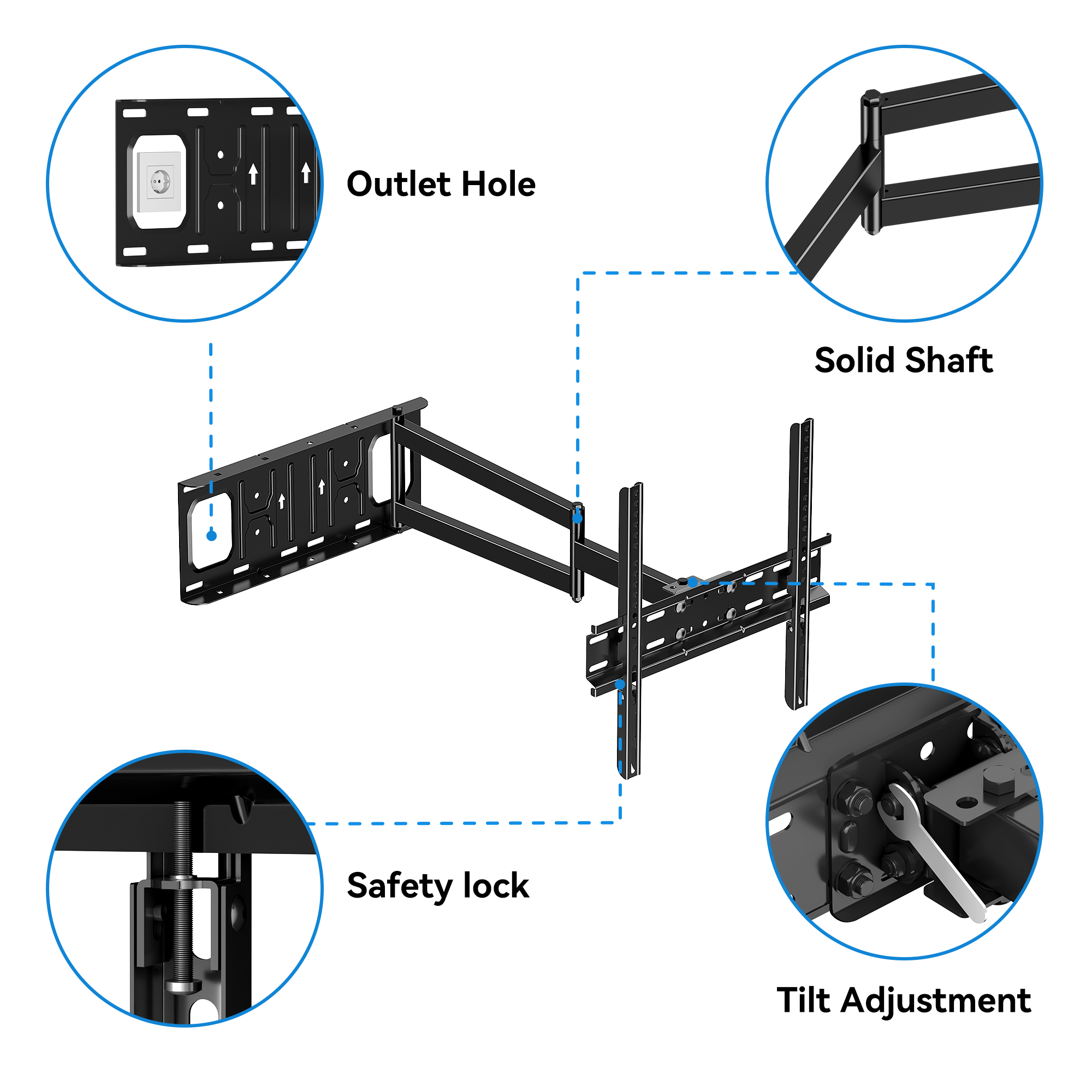 FORGING MOUNT Long Arm TV Wall Mount for Most 26-65 Inch Flat Curved TVs, 25.6inch Full Motion Extension Articulating Arms, Swivel, Tilt TV Bracket Corner TV Mount Fits Max VESA 400x400mm up to 77lbs