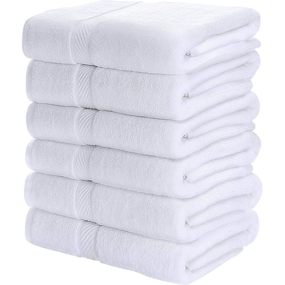 18 Pack Bath Towel Set (24 x 48 Inches), 500 GSM 100% Ring Spun Cotton Medium Lightweight and Highly Absorbent Quick Drying, Premium Towels for Hotel, Spa and Bathroom (White)
