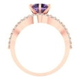 thumbnail image 4 of 1.52 ct Brilliant Round Cut Alexandrite 18K Rose Gold Solitaire with Accents Engagement Bridal Wedding Ring Band Set size 6.75, 4 of 7