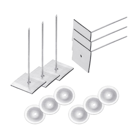50mm Self Stick Insulation Pins, 100Sets 0.95in Self Locking Washers Aluminum Insulation Hangers Cap Round Washers for Foam Board Wall Floor Ceiling
