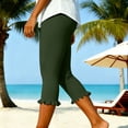 thumbnail image 5 of Guluxicc Capri Yoga Pants for Women Elastic Waist Ruffle Hem Leggings Solid Color Womens Casual Sports Pants, 5 of 7