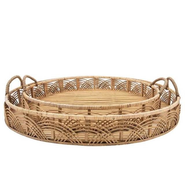 Sagebrook Home 15880-02 Plateaux Ronds en Bambou de 24-30 Po&44; Marron - Lot de 2