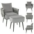 thumbnail image 1 of Gymax Modern Dutch Velvet Accent Chair & Ottoman Set Single Leisure Sofa Chair Gray, 1 of 10