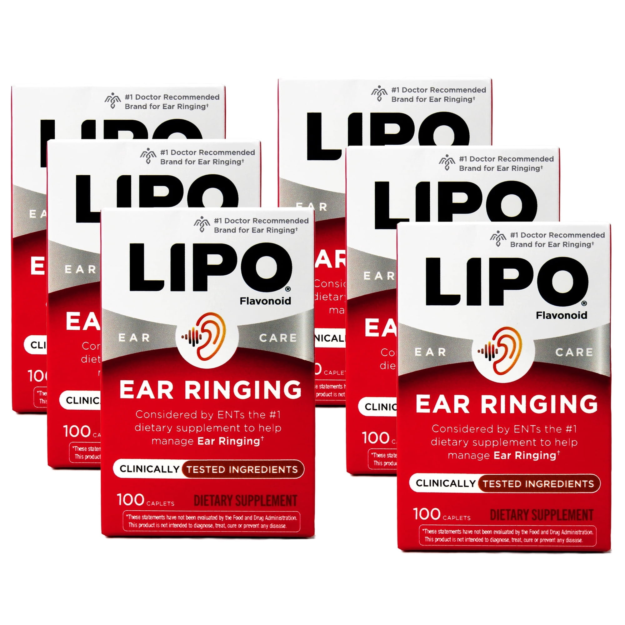 Lipoflavonoid Extra Strength Ear Health Caplets - 100 Ea, 6 Pack