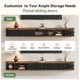 thumbnail image 6 of Finmind 70" Solid Wood Floating TV Stand with Fluted Sliding Doors, Extra Long Slim Entertainment Center for Living Room, Bedroom, Office, Up to 90'' TVs, Rustic Brown, 6 of 10