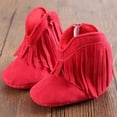 thumbnail image 4 of Baby Boys Girls' Boots, Infant Cowboy Tassels Short Bootie Soft Sole Snow Boots with Ankle Side Zipper for Winter, Red, 4 of 5