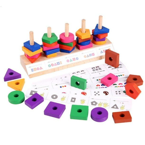 Wooden Sorting Stacking Toys for Babay Kids Shape Sorter Toys Color