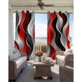 thumbnail image 4 of Red Black Grey Blackout Curtains 63 Inches Long for Bedroom, Geometric Moire Artwork Modern Abstract Thermal Insulated Room Darkening Black Out Window Curtain Panels Grommet Drapes for Living Room, 4 of 8