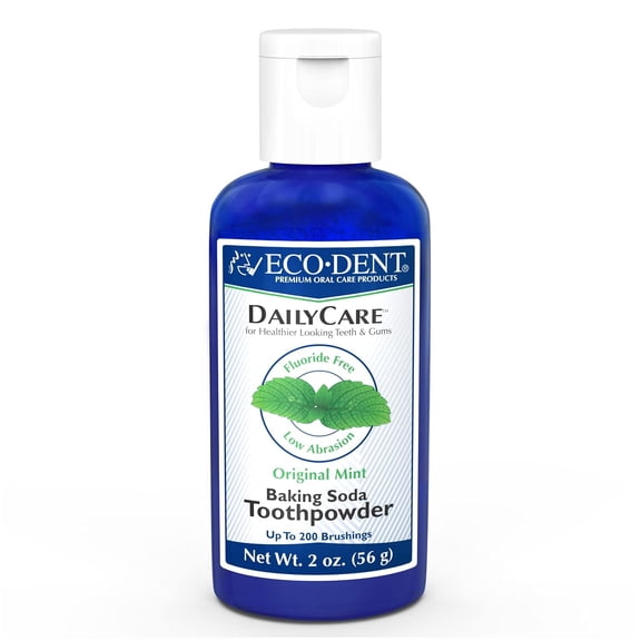 Eco-Dent DailyCare Baking Soda Toothpowder, Original Mint - SLS & Fluoride-Free Toothpaste Powder with Minerals & Essential Oils, Toothpaste Alternative DailyRinse Single-Use Pack