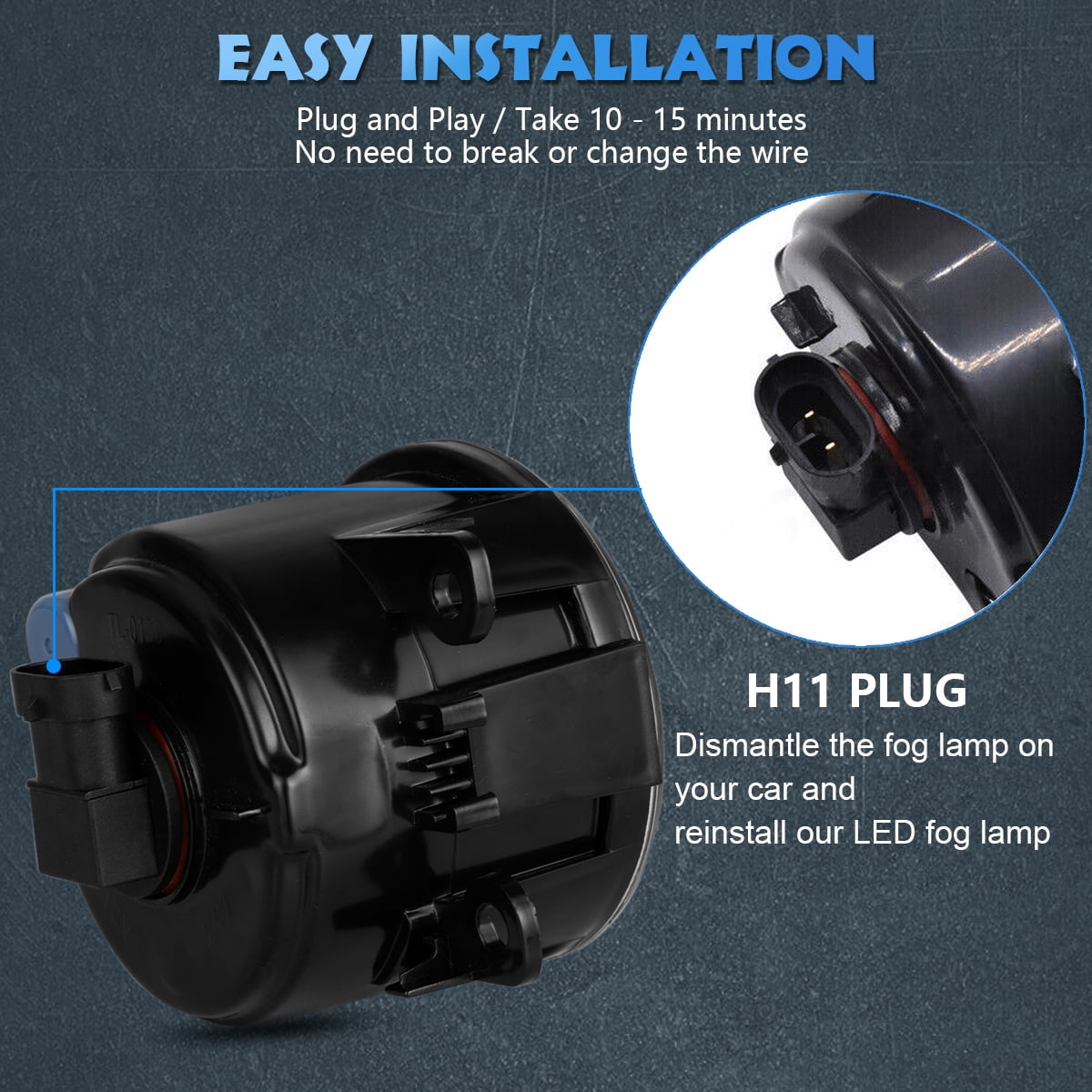 Pair 55W LED Fog Lights For Fiat Honda Jaguar Lincoln Nissan Honda Subaru Suzuki
