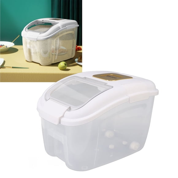 Contenedor De Almacenamiento De Arroz, Contenedor De Alimentos Secos De Gran Capacidad Con Taza Y Ruedas Giratorias, Dispensador De Contenedor De Almacenamiento De Plástico PP