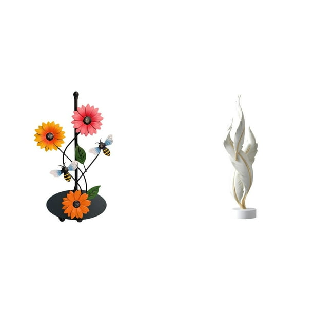 Soporte de papel higiénico,Soporte para toallas de papel de encimera,Figura decorativa,Escultura de plumas para escritorio,oficina o decoración del hogar,Figura decorativa de escritorio para