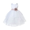 thumbnail image 2 of Ekidsbridal Girl Pageant Flower Girl Dress - White Tiered Organza with Bow Sash 4613T-A (Size: S-12), 2 of 3