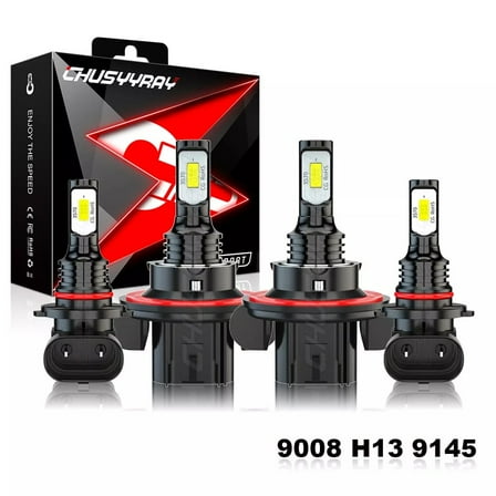 For Ford Expedition 2007-2014 - 4Pcs 6000K Pure White LED Headlight High Low Beam   Fog Light Bulbs