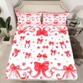 thumbnail image 2 of Feelyou Fashion Princess Bow Bed Sheets, Fairy Tale Bowknot Red King Sheets, Teens Kids Girls Women Sheet Set, Super Cozy Room Decor, 4-Piece, 2 of 7