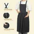 thumbnail image 4 of Unique Bargains Cotton Linen Apron Cross Back Apron Cooking Apron Dress Aprons for Women Man for Kitchen BBQ Gray, 4 of 7