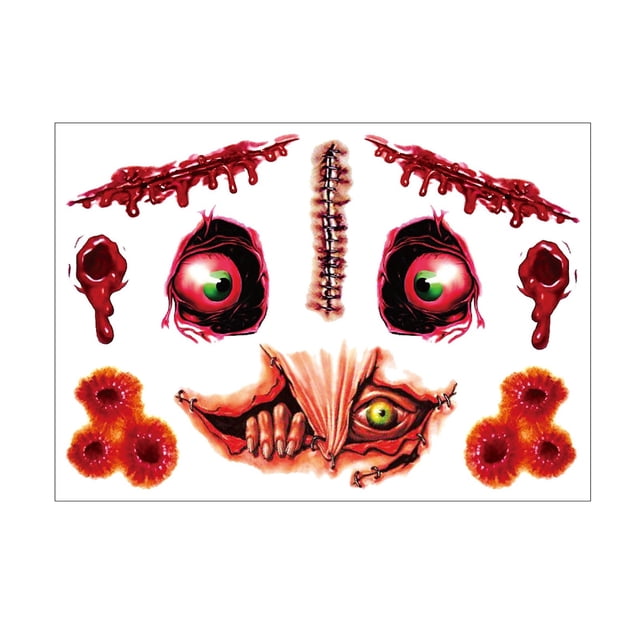 Halloween decoraciónes Pegatinas de piel de Halloween Pegatinas de piel de herida Simulación de piel Cicatriz de piel Cuchillo de piel Simulación Pegatina de piel impermeable
