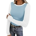 thumbnail image 4 of BUIGTTKLOP Long Sleeve Thermal Shirt for Women Slim Fitted Tops Crewneck Basic T-Shirts with Thumb Holes, 4 of 6