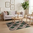 thumbnail image 3 of ODIKA 4'x6' Forest Green Geometric Tufted Washable Area Rug Modern Art With Bold Angular Lines Ornamental for Home Office, Under Desk, Non-Slip Chair-Friendly, Flatwoven, 3 of 7