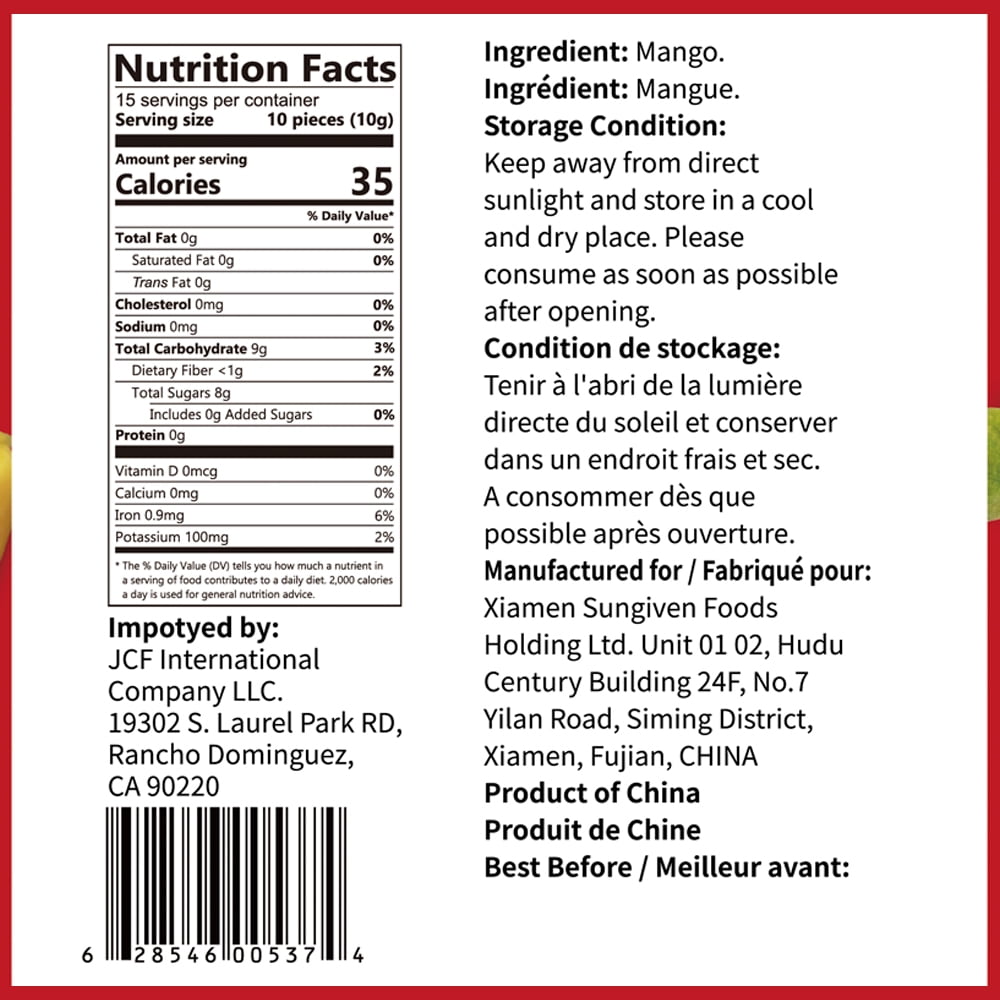 ONETANG Freeze-Dried Fruit Mango Chips, 10 Pack Single-Serve Pack, Non-GMO, Kosher, No Add Sugar 3.53 oz
