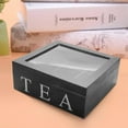 thumbnail image 3 of Wooden 9 Grids Tea Box Tea Bags Container Storage Box Square Gift Box Case Transparent Top Lid, 3 of 5