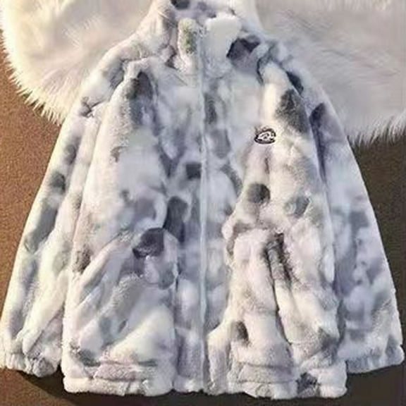 Jacenvly Winter Coats for Women Soft Comfortable Cotton Jackets for Women Print Stand-Up Collar Zipper Pocket Mid-Length Dresses for Women Loose Casual Womens Long Sleeve Tops