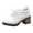 White, variant on Womens Leather Lace Up Ankle Boots Chunky Heel Short Combat Booties Fashion Lace Platform Boots