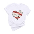 thumbnail image 5 of EQWLJWE Hauts d'Été pour Femmes Hauts pour Femmes Liquidation Mode Féminine d'Été Col Rond Loisirs Manches Courtes Hauts Imprimés Baseball, 5 of 5