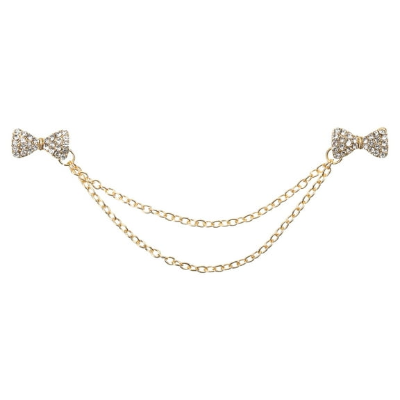 Uxcell 1 Pack Bowtie Sweater Clips Retro Cardigan Collar Clips with Chain(Gold)