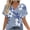 A-Blue, variant on Womens Summer Tops Stylish Casual Loose Floral Print Short Sleeve Out Blouse V-Neck Out Going Top