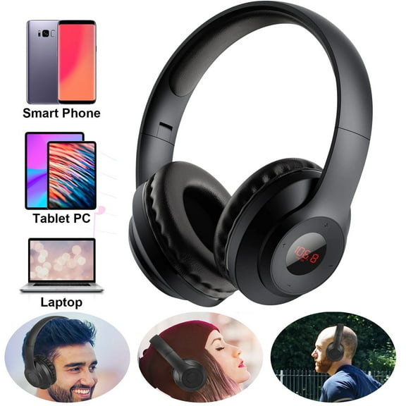 Wireless FM Headphones with Reception, Portable Digital FM Headset Ear Muffs for Walking, Jogging, Riding, and Mowing, Supports 3.5mm AUX Cable, Rechargeable Battery