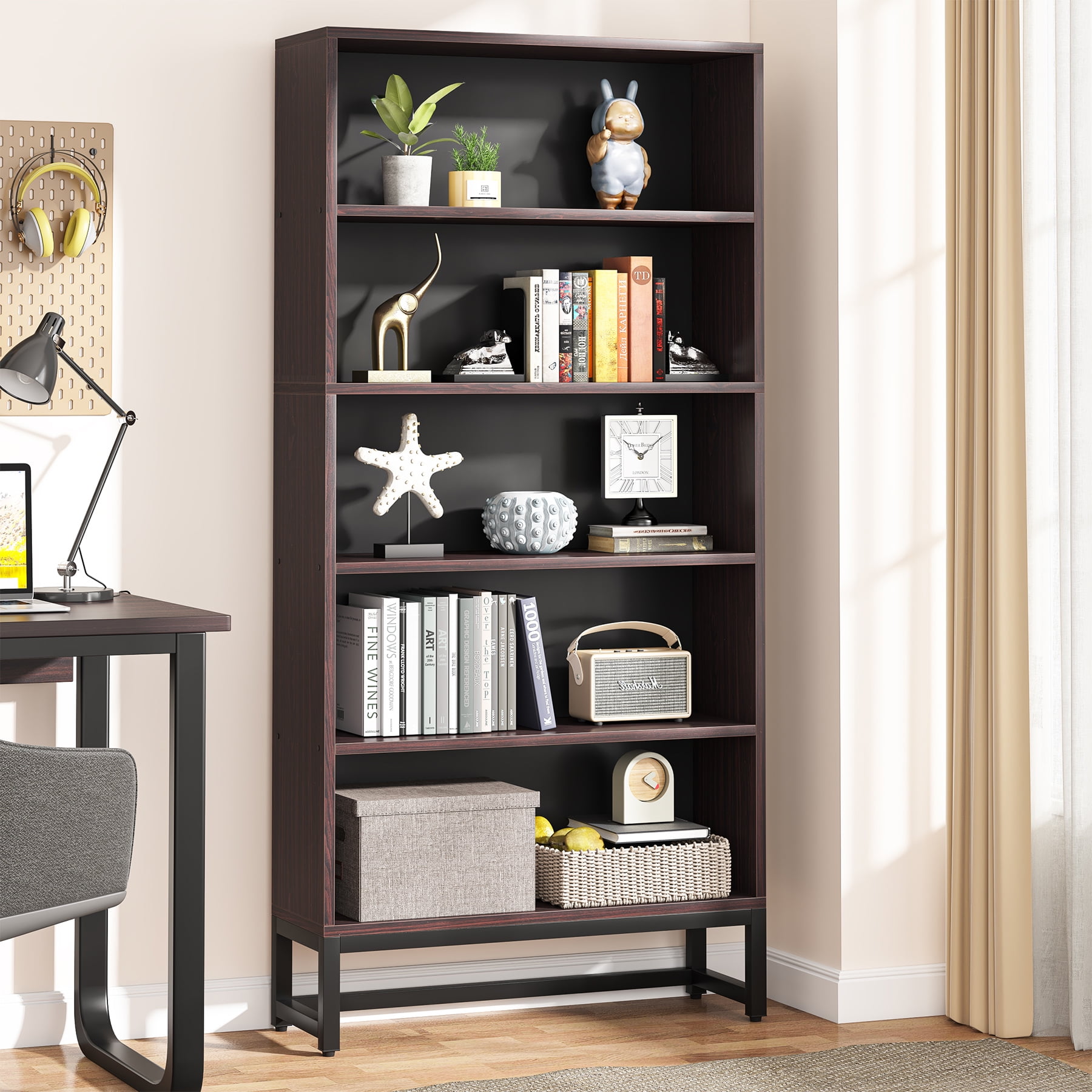 Tribesigns Tall Bookcase and Bookshelf, 70.8" Large Bookcases Organizer with 5-Tier Storage Shelves, Heavy Duty Free-Standing Library Bookshelf Shelving Unit for Living Room, Bedroom