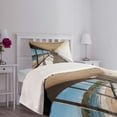 thumbnail image 5 of Ambesonne Beach Quilted Bedspread Set 2 Pcs, Ocean Sea Waves Sand View, Twin Size, Pale Brown Sky Blue, 5 of 6