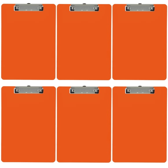 Trade Quest Plastic Clipboard Opaque Color Letter Size Low Profile Clip (Pack of 6) (Orange)