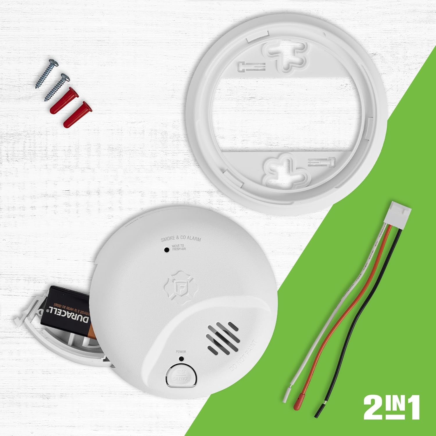 First Alert BRK Combination Smoke & Carbon Monoxide Alarm, Interconnect Hardwire Detector with Battery Backup, SMICO100-AC, 1-Pack