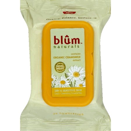 Blum Naturals Makeup Remover Towelettes, Chamomile, 30 Ct