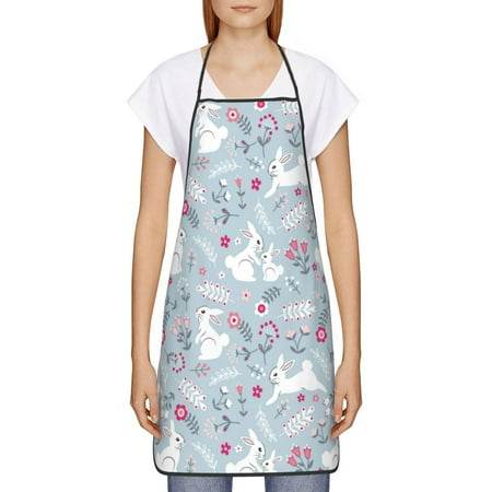 

Goofa Bib Apron Unisex Aprons Adjustable Waterdrop Resistant Cooking Kitchen Apron for Chef Bunny And Flower Pattern Apron Bulk