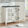 thumbnail image 2 of Joaxswe Sideboard Buffet Bar Cabinet Farmhouse 2 Glass Doors Coffee Wine White 32 Inch, 2 of 9