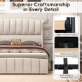 thumbnail image 4 of Aphthongs Queen Upholstered Bed Frame with 54'' Wingback Headboard, Velvet Tufted Storage Bed Frame with 4 Drawers, Sturdy Wooden Slats Support, No Box Spring Needed, Beige, 4 of 10