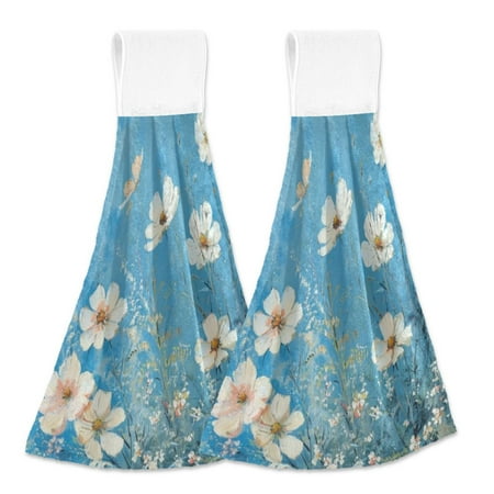 

2 Bathroom Towels Kitchen Towels 18.2x14In Velcro Hand Wipes Dish Cloths & Dish Towels Washroom Towels Face Towel Hand Wipes White Daisy