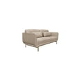 thumbnail image 2 of Beige Fabric Sofa with Brass Legs - 77" Modern Living Room Couch, 2 of 8