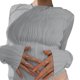 thumbnail image 2 of Gibobby Blusas moda Mujer Camiseta corta ajustada Sexy para mujer, camisetas ajustadas de manga larga con cuello redondo, camiseta recortada de punto superior, blusa Retro, ropa de calle（Gris， S), 2 of 4