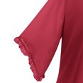 thumbnail image 5 of Chbgutlmr 3/4 Length Sleeve Womens Tops Ruffle Double Layer Casual Blouses Solid Color Crewneck Flowy Tops, 5 of 7