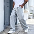 thumbnail image 6 of Mens Daily Casual Bottoms Solid Plain Straight Leg Sweatpants Adjustable Drawstring Waist Pants Gray XL, 6 of 7