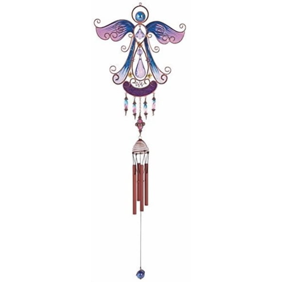 StealStreet SS-G-99879, Wind Chime Copper & Gem Angel Garden Hanging Porch Decor