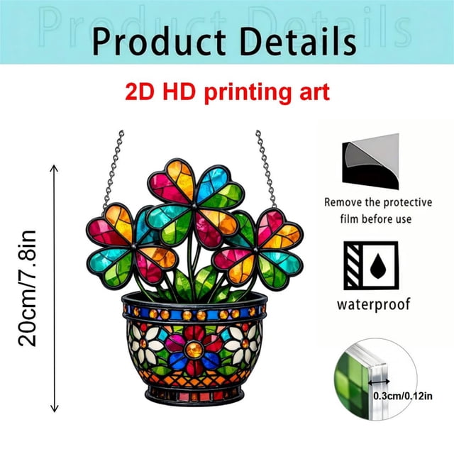 St. Patrick's Day Porch Decoration 2D Acrylic Disc Pendant with Chain for Outdoor or Window Use